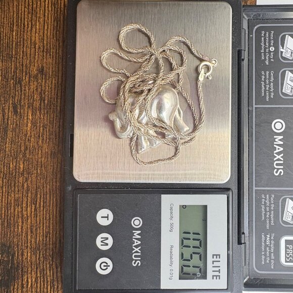 Sterling Silver 925 Elephant Three Dimensional Pendant Necklace Size 24" Length - Picture 13 of 14